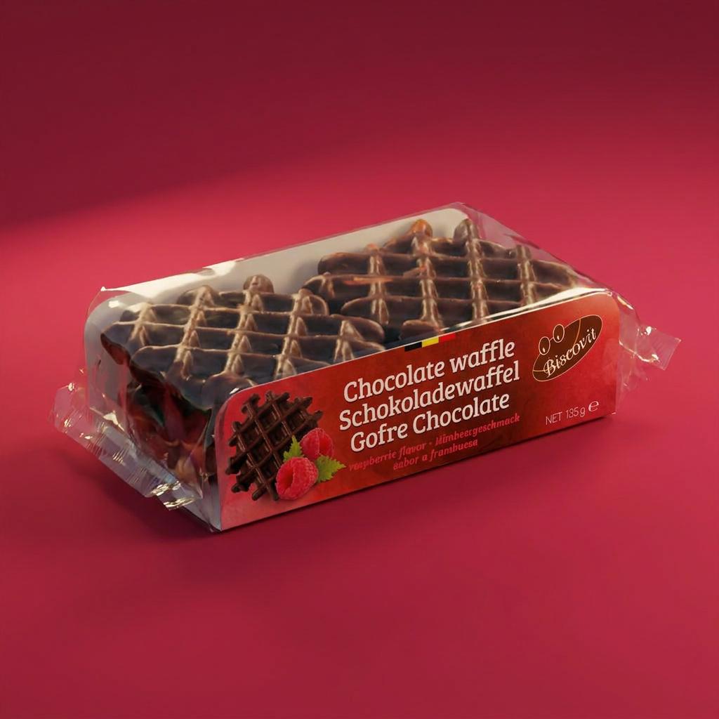 wafel met framboos en sinaasappel